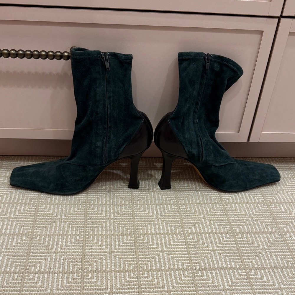 Celine Dark Green Heeled Boots
